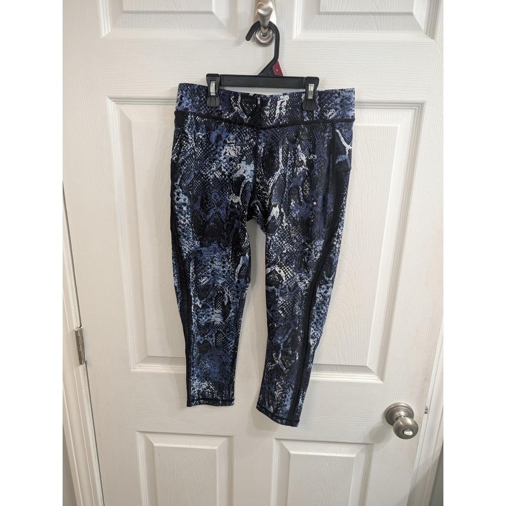 HPE Snakeskin‎ Leggings Women Blue Black Mesh Panel Activewear NWT - Size L - Picture 2 of 7